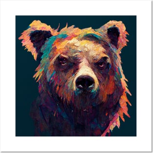 Grumpy Grizzly Bear Head Posters and Art